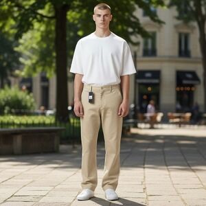 Five Four Lester Relaxed Chinos 40 Khaki New Cotton Twill Straight Leg Pants